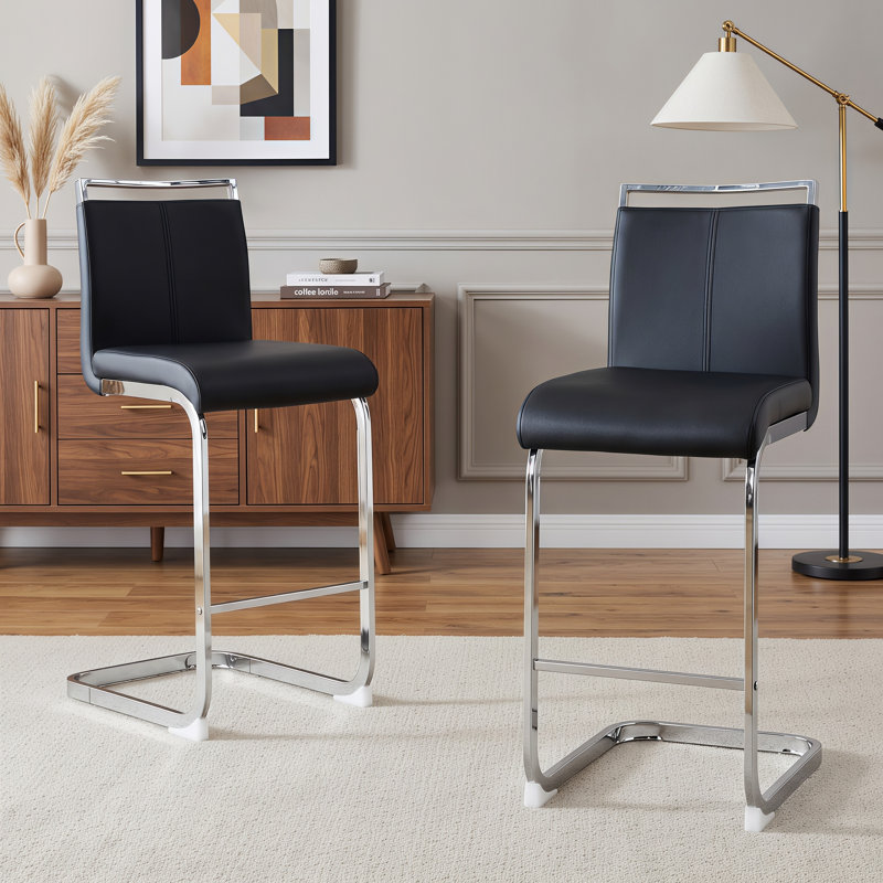 Ensemble de 2 tabourets de bar à hauteur de comptoir Modern, Argent, Noir