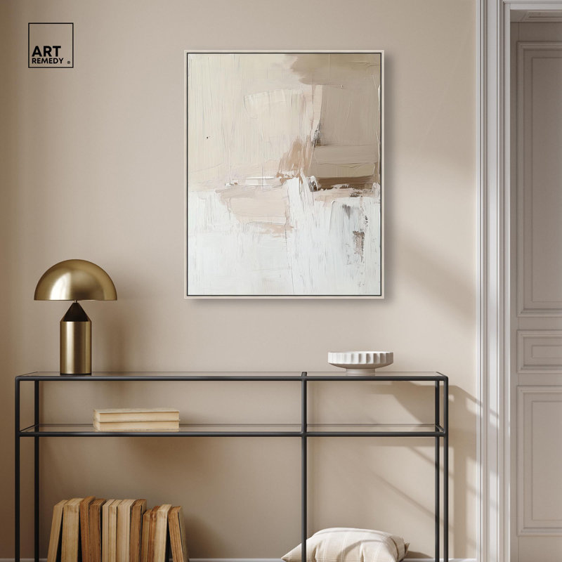 Toile Neutralité, toile neutre Boho par Art Remedy, H 31 po x l 25 po, Encadrement argenté