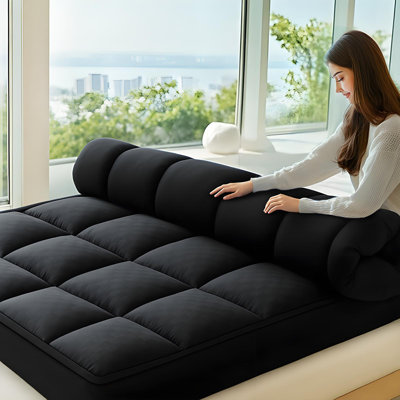 Full Mattress Topper, 500GSM Ultra Thick Black Mattress Pad, Soft & Supportive Pillow Top, 8-21 Inch Deep Pocket, Firm Bed Topper for Cooling, Hypoallergenic Mattress Protector