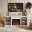 Console multimédia avec grande armoire de rangement, avec foyer encastré de 23 po, pour téléviseur de 70 po ou moins, meuble télé multimédia moderne, l 65,75 po x P 17 po x H 32,48 po-268273787