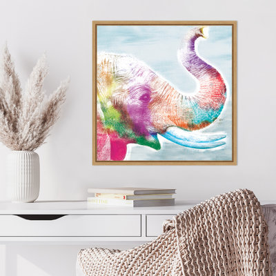 "Colorful Elephant" par Marie Elaine Cusson, reproduction d'art sur toile encadrée