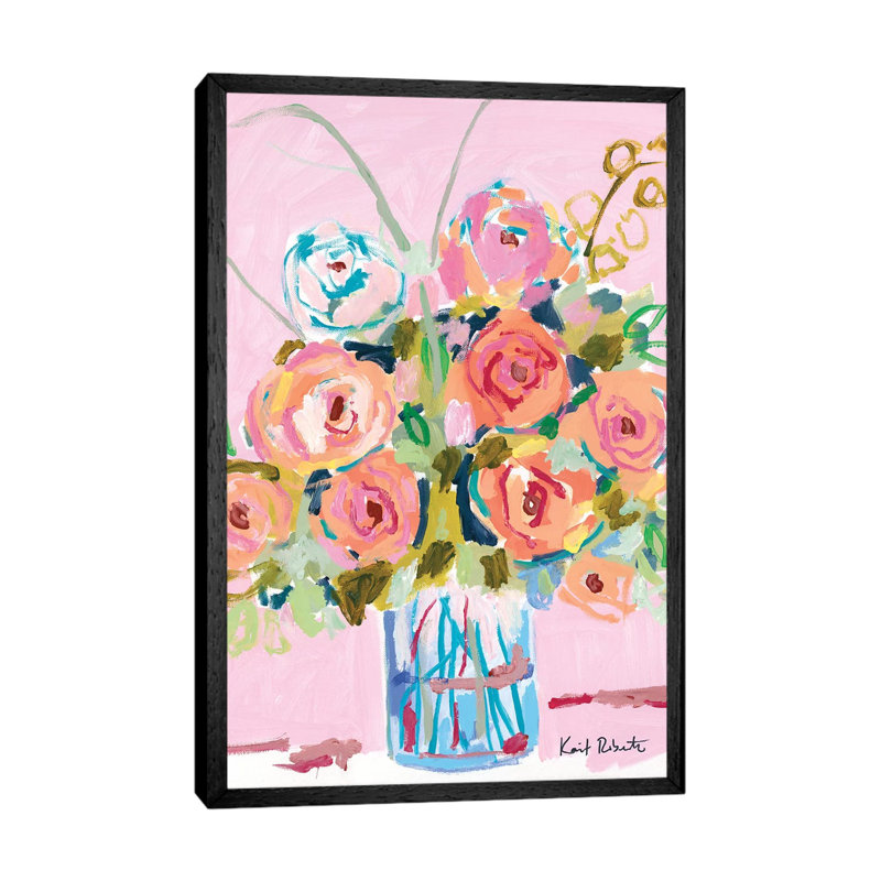 Dreaming in Ballet Slipper Pink 1 Piece Painting on Canvas, 66.04cm H x 45.72cm W x 3.81cm D, Black Framed