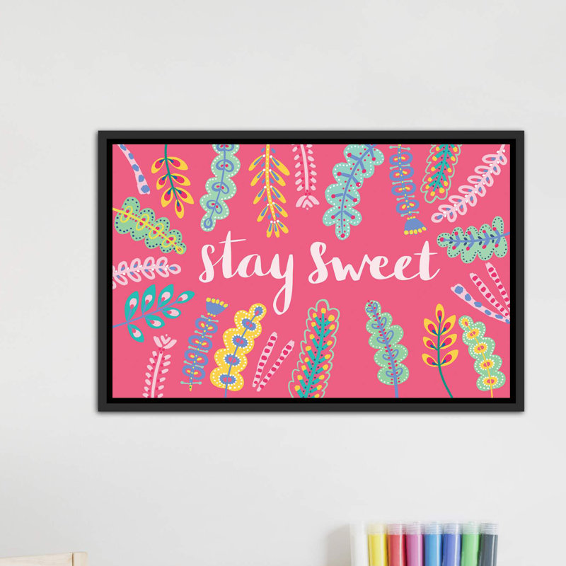 «Stay Sweet» par Nicebleed - reproduction d'art, H 60 po x l 40po x P 1,5 po, Toile à cadre patiné noir, Pas de tapis