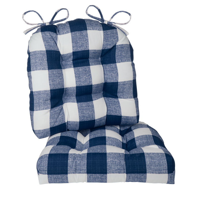 Navy Polyester Indoor/Outdoor Chair Cushions Set of 2