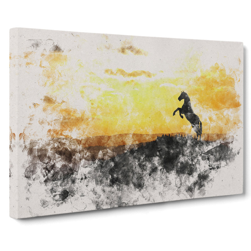 Horse At Sunset - Wrapped Canvas, 50cm H x 76cm W x 3cm D