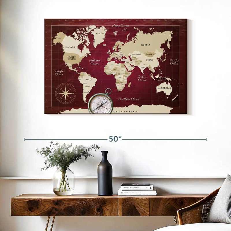Carte du monde en Alimar, H 26 po x l 39 po