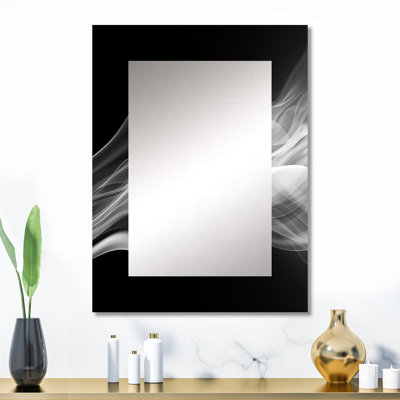 Black White Contemplative Abstraction II - Modern Rectangular Wall Mirror