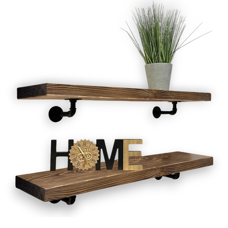Aleksah Wood Floating Shelf, 4.5cm H x 80cm W x 22cm D, Walnut