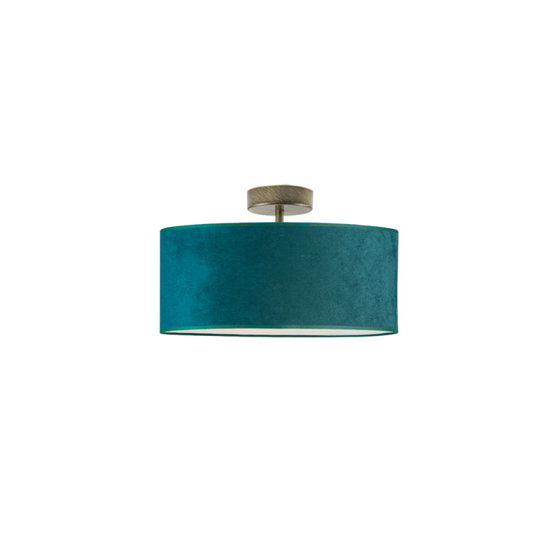Vannatter Fabric Semi Flush Mount, Gold, Bottle Green