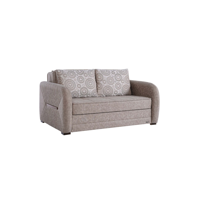 Annali 67 in. Fabric Upholstered 2-Seater 3-in-1 Sleeper Loveseat Sofa Bed with Storage, Firm Seat Cushion, Beige Microfiber
