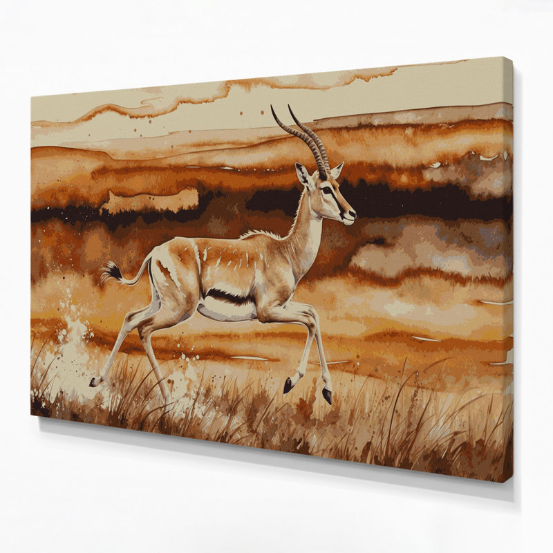 Faune Dorcas Gazelle, art mural sur toile brune, H 11 po x l 14 po