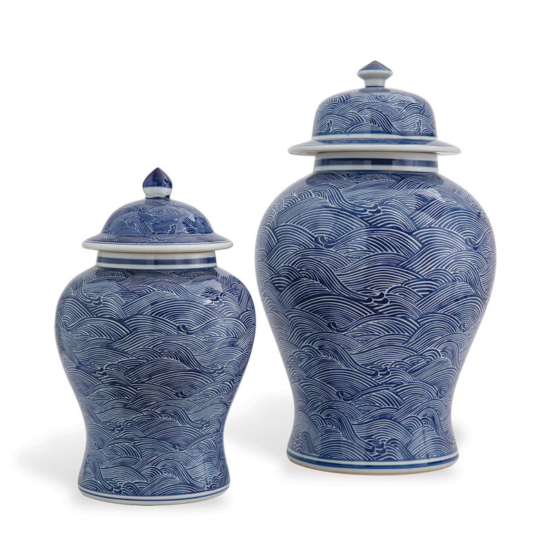 Pot en porcelaine bleu / blanc Aegean 18 po