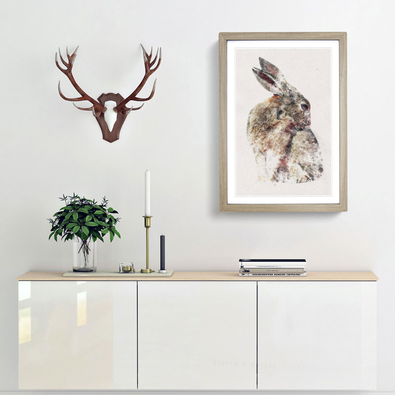 Brown Rabbit - Framed Print, Oak Framed, 33cm H x 24cm W x 2cm D