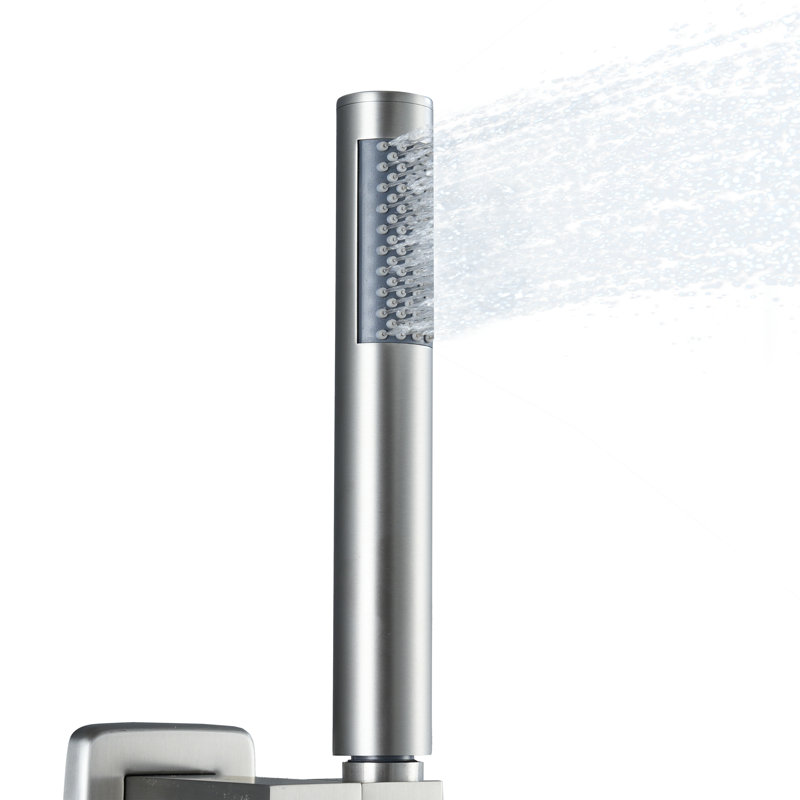 Round 304 Stainless Steel Handheld Shower With Easy-Clean Silicone Nozzles, Brushed Nickel