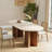 Modern 71" Retangular Dining Table for 6, Solid Wood Legs, Stone Table-top