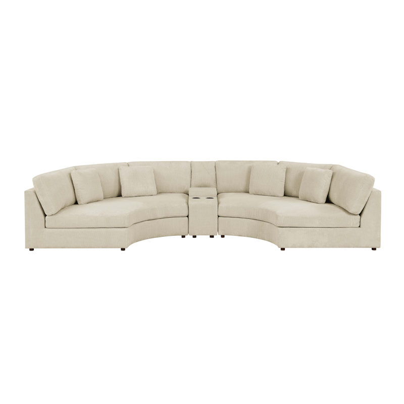 Canapé modulaire 3 pièces Bryten, Velours côtelé beige