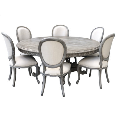 Anglia 72" Round Pedestal 7 - Piece Dining Set