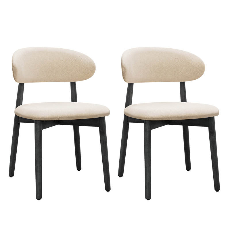 Ensemble de 4 chaises sans accoudoirs, 4, Beige, Noir