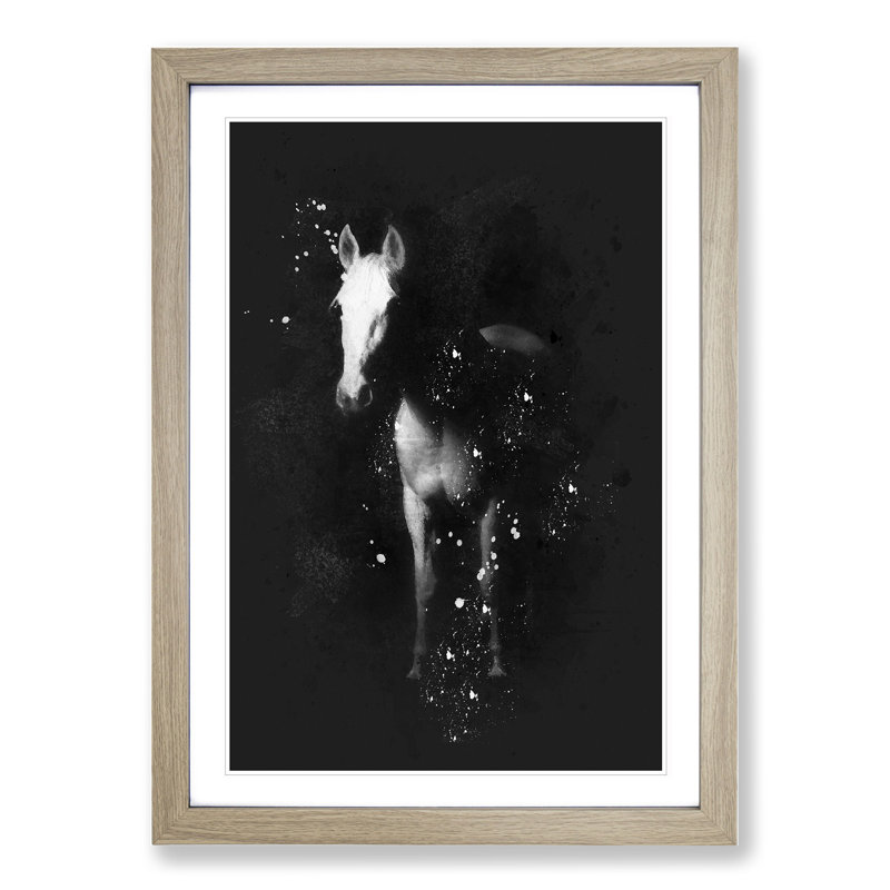 White Horse Vol.2 - Picture Frame Graphic Art, 36cm H x 27cm W x 2cm D, Oak Framed