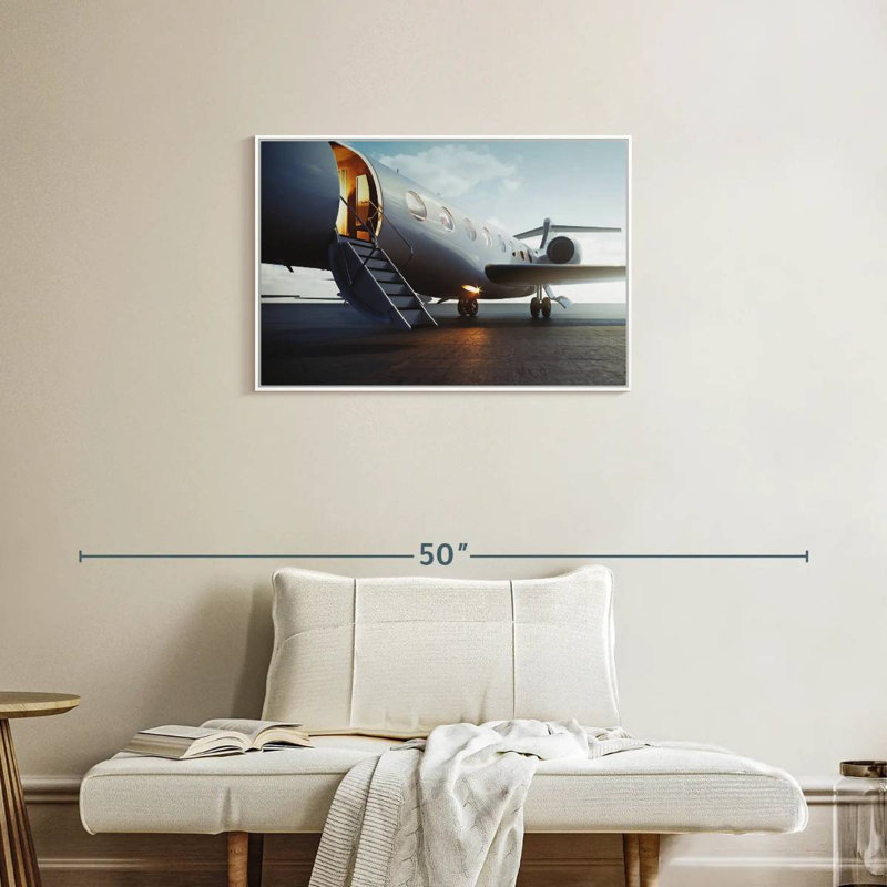 Avion privé de luxe, 46 po x 31 po, Cadre flottant blanc
