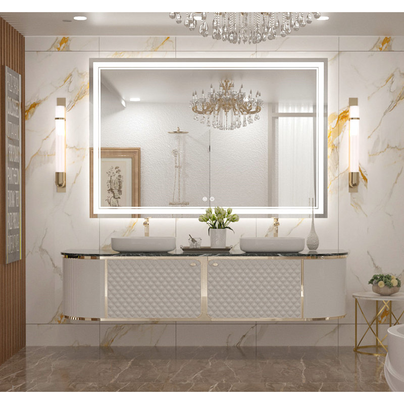 Johnn LED Lighted Bathroom Vanity Mirror 3 Color Dimmable Light & Anti-fog Wall Mirror, 40" x 60"