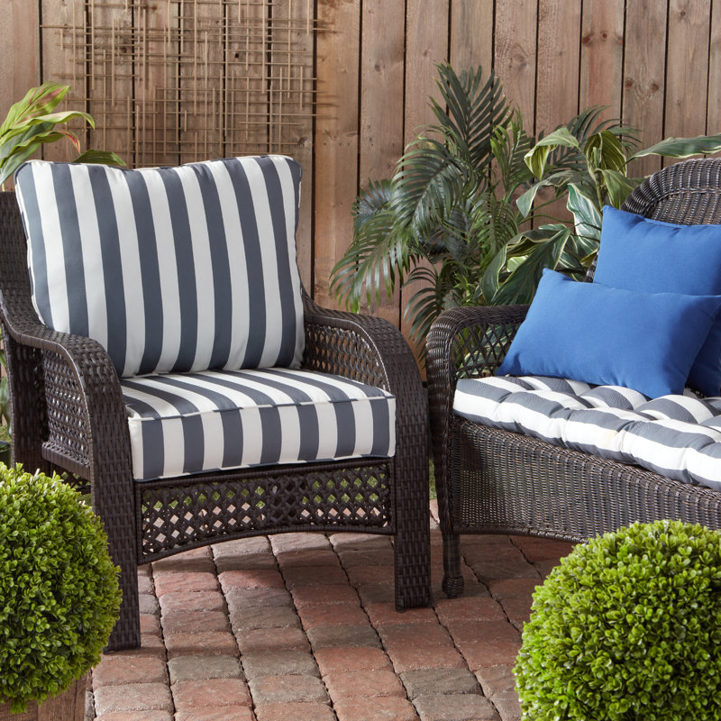 Lester Outdoor Premium Deep Seat Chair Cushion, Canopy Stripe Gray