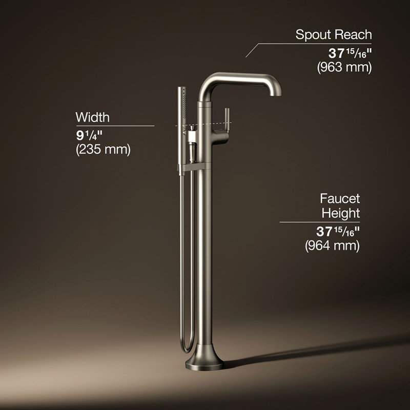 Tone Floor Mounted Clawfoot Tub Faucet, Vibrant Brushed Nickel