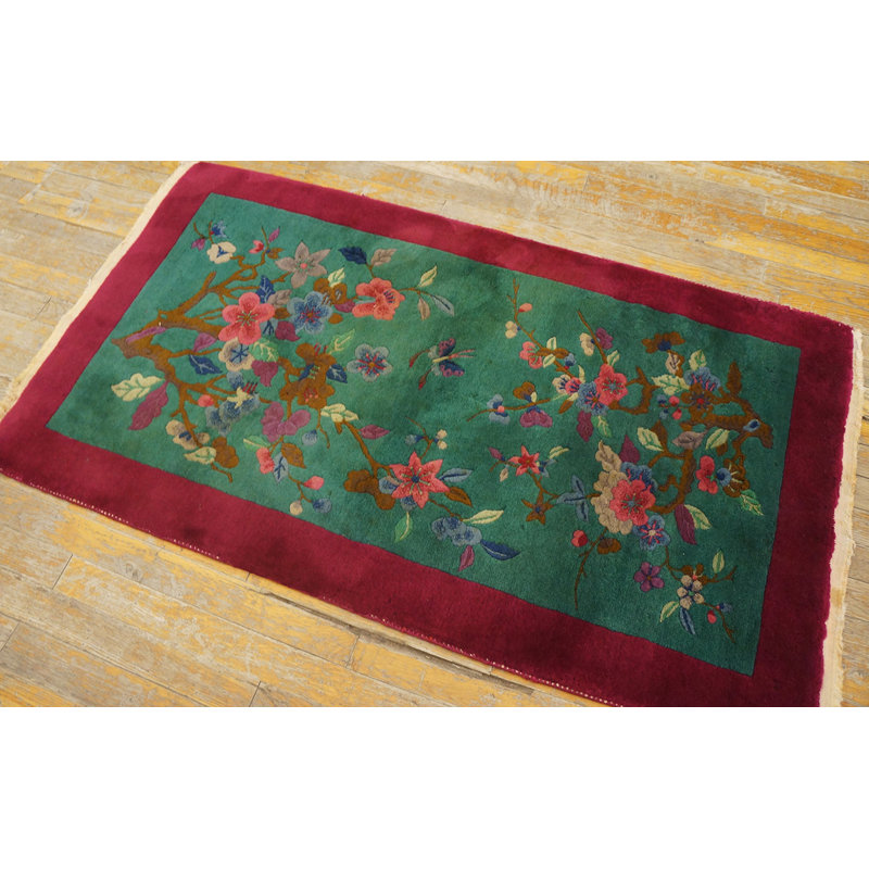 Antique Teal Seafoam Green Colour Chinese Deco Scatter Size Small Rug