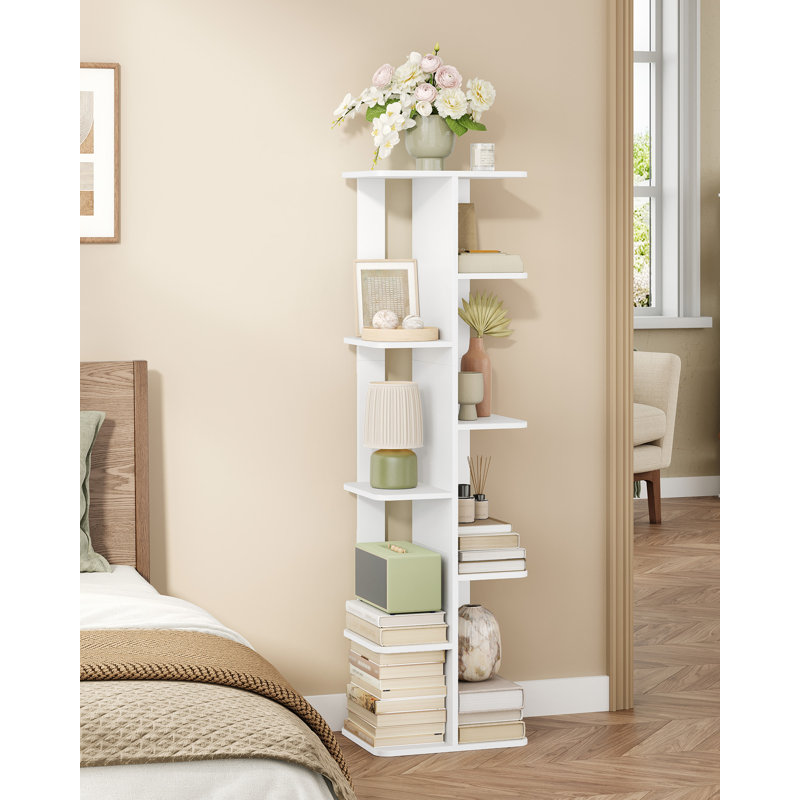 Narrow Bookcase, Freestanding Bookcase with 2-Sided Open Shelves | 9-Tier Bookshelf for Living Room, Bedroom, Office