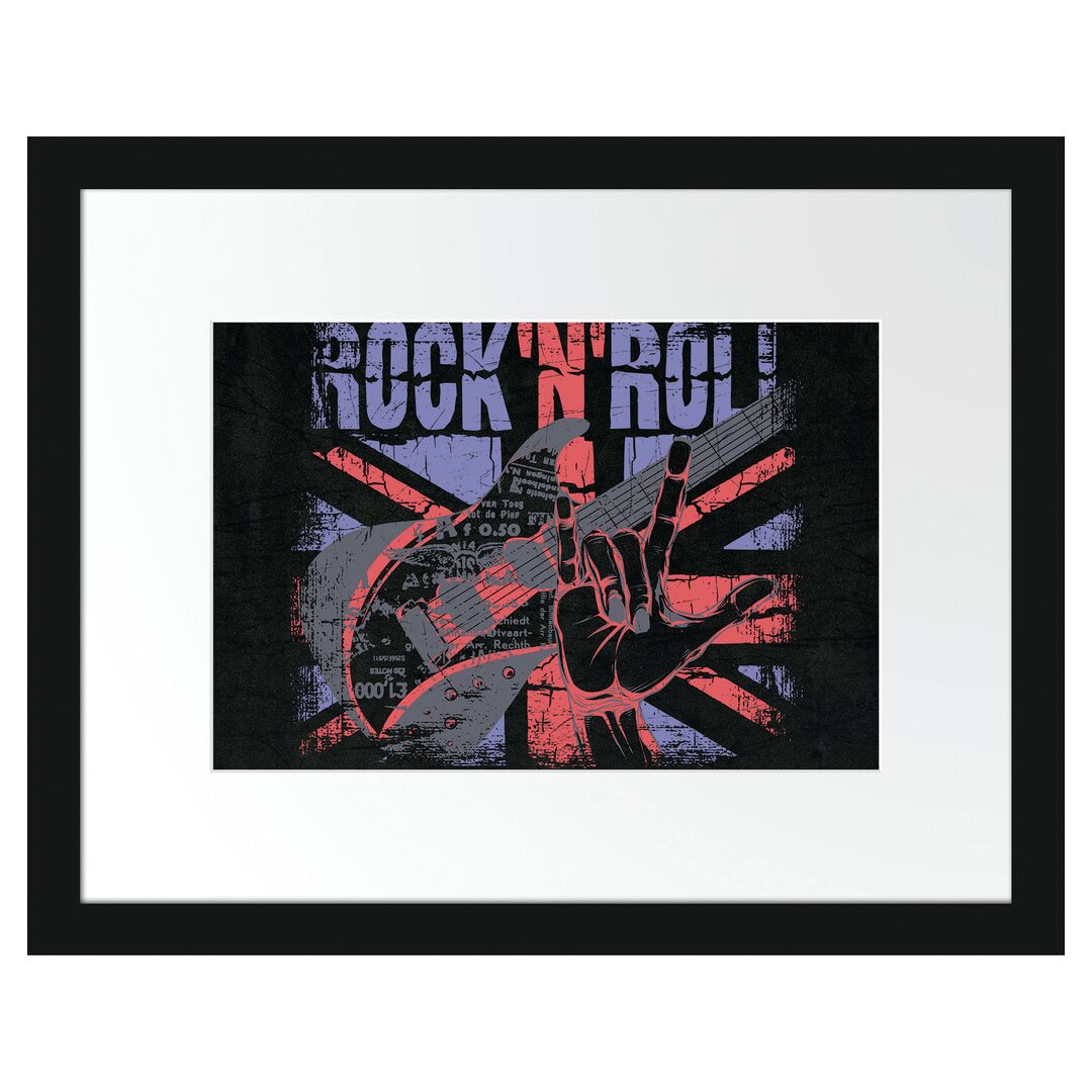 Gerahmtes Poster Rock N Roll Black