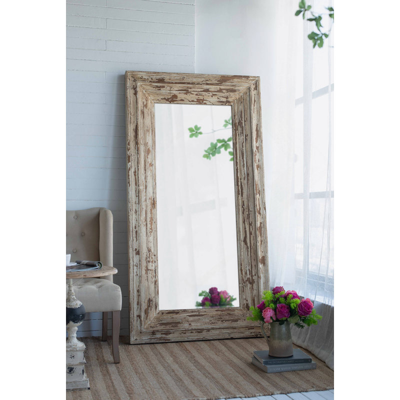 Miroir de plancher rectangulaire pleine longueur 39 po x 3,5 po x 75 po avec cadre en bois vieilli