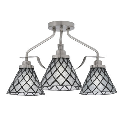 Odyssey 3 Light Semi-Flush Shown With 7" Diamond Ice Art Glass