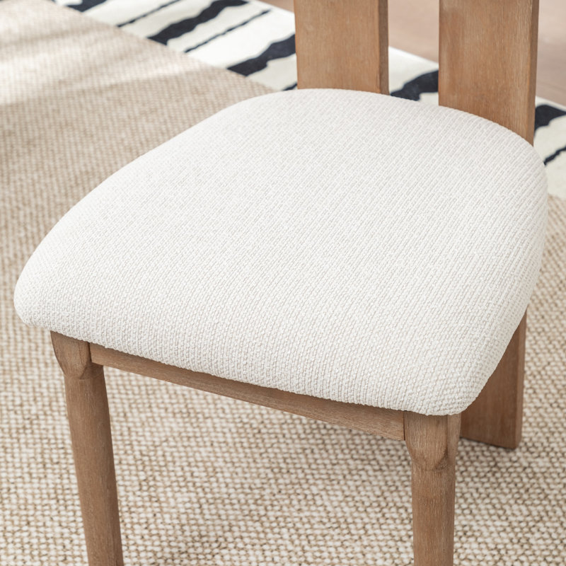 Chaise rembourrée en bois massif Morral, Beige
