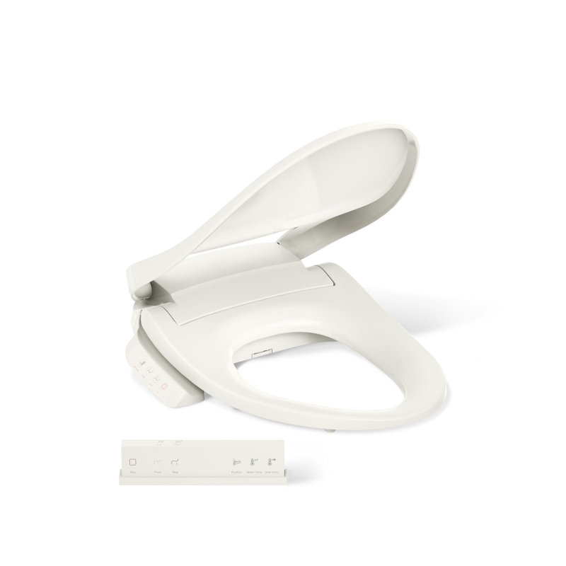 Siège de toilette de bidet chauffé allongé avec télécommande PureWash E700, Biscuit