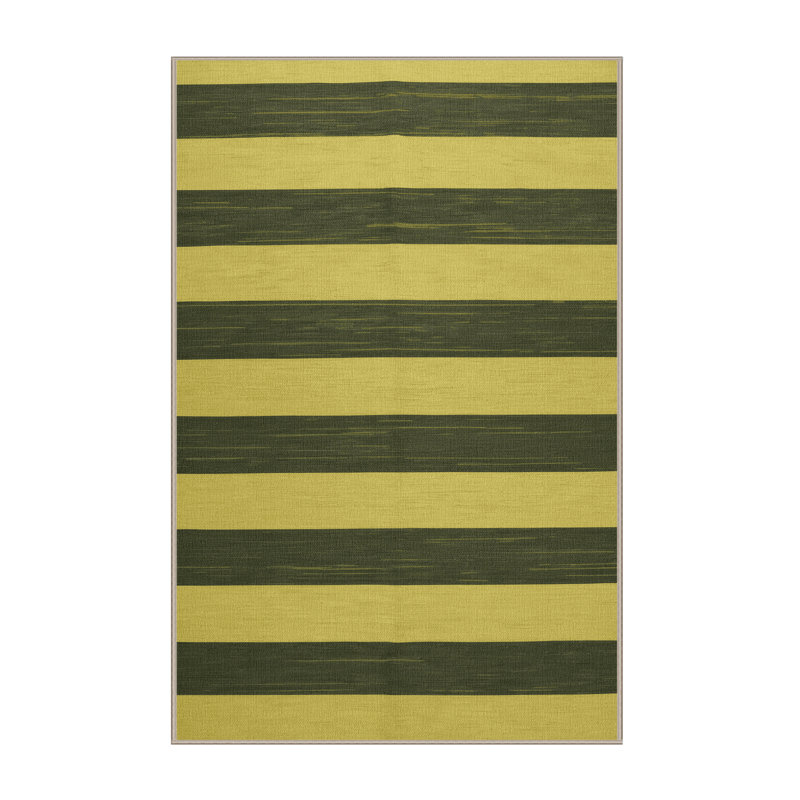 Tapis brun à rayures horizontales lavable à la machine, Rectangulaire 8 pi x 12 pi