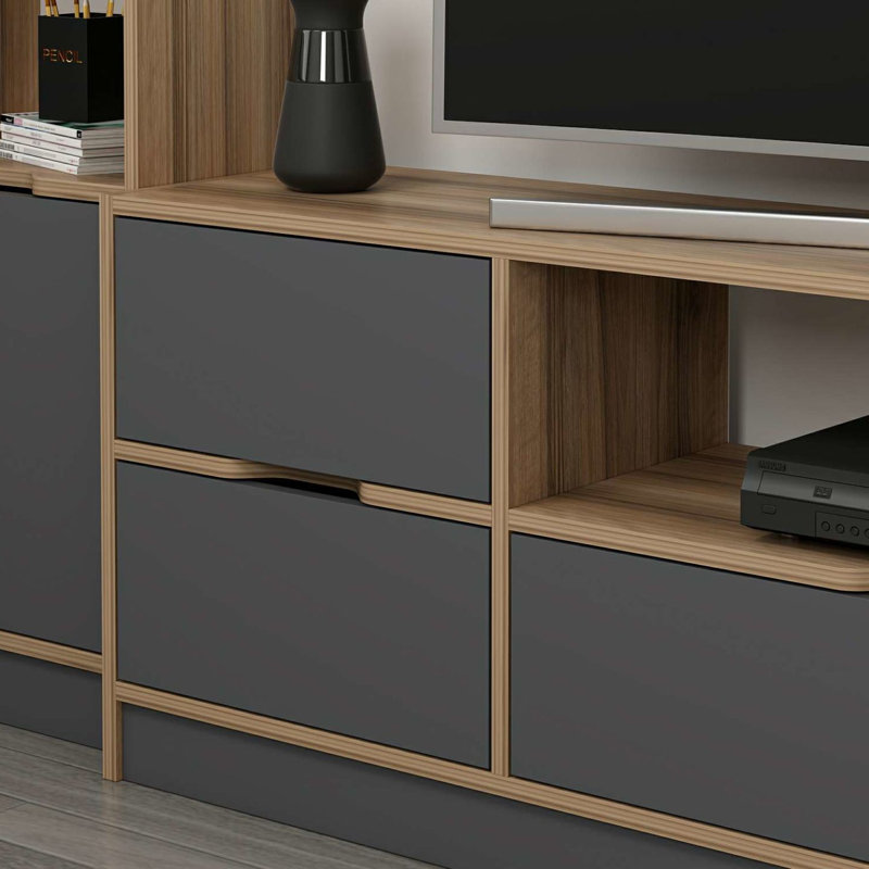 Natayshia Unfinished TV Stand for TVs up to 60", Grey/Natural