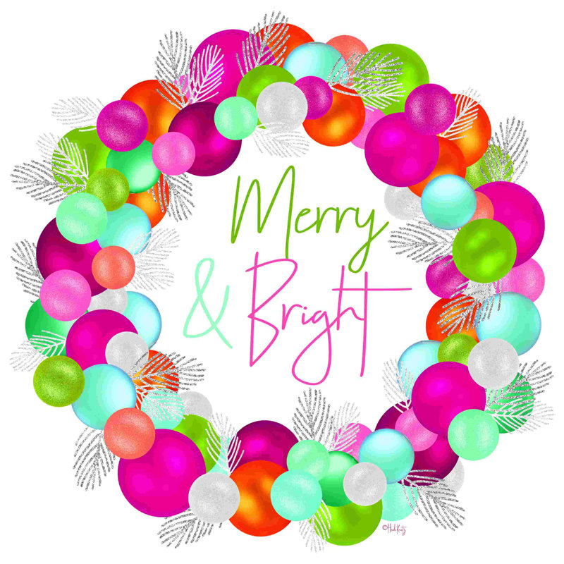 " Merry And Bright Wreath " by Heidi Kuntz, 12" W x 12" H