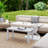 HDPE Outdoor Coffee Table, All-Weather Rectangle Patio Coffee Table, Plastic Outdoor Patio Table with Slatted Tabletop for Garden, Balcony, Backyard, Gray-394062795