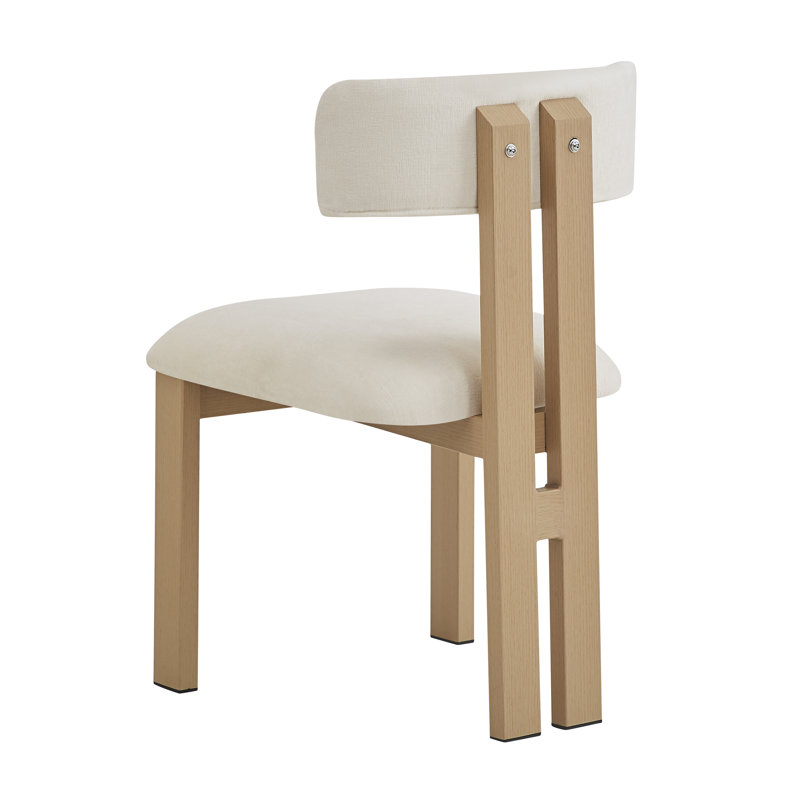 Chaises de salle à manger rembourrées Mathel, Polyester beige / cadre naturel, 4