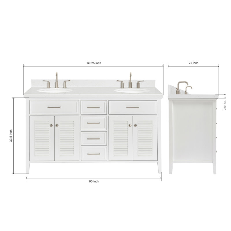 Blazier 72.25'' W Double Vanity, White, 60"