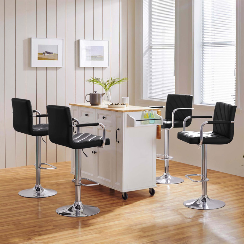 Bigvai Adjustable Height Bar Stool, Black