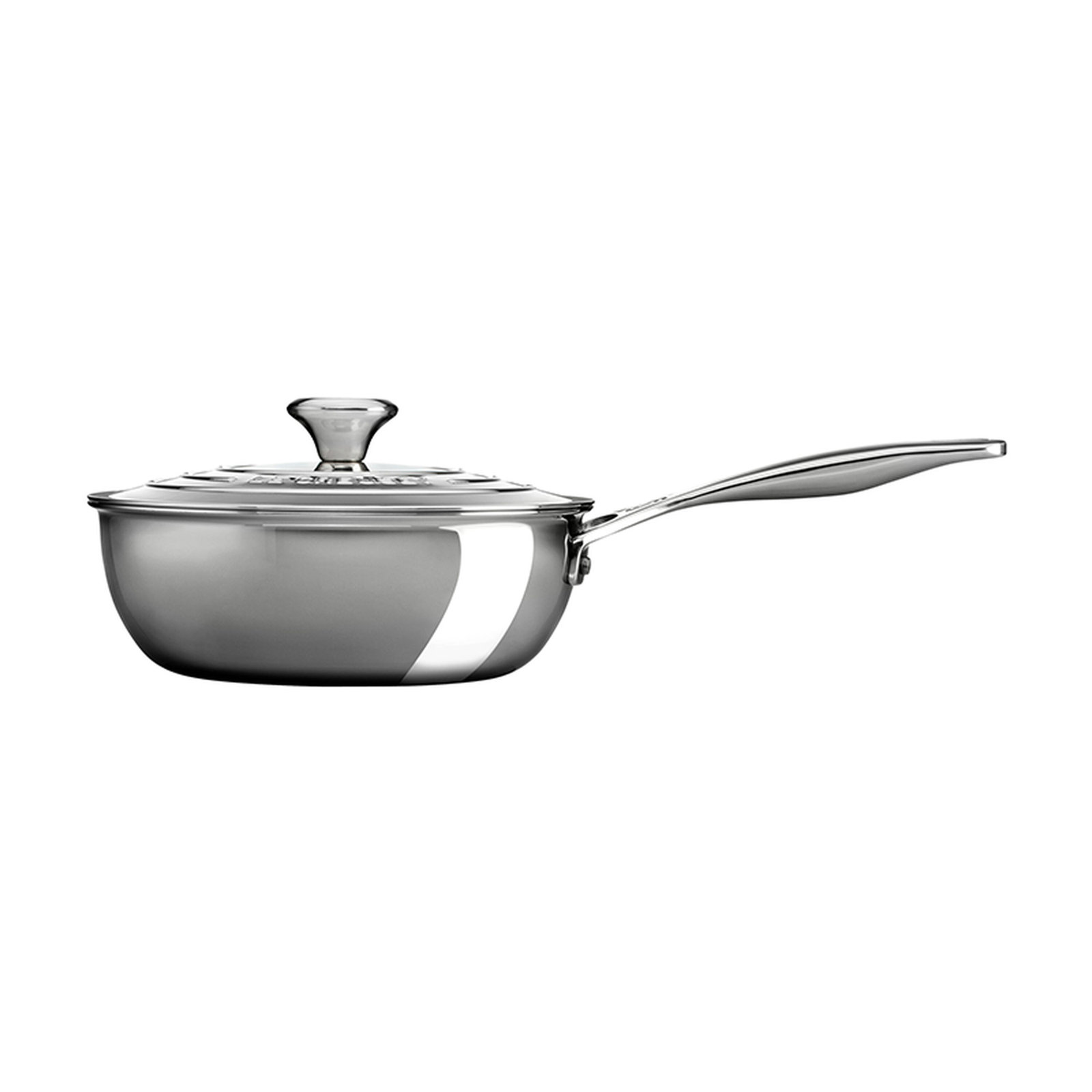 Le Creuset Stainless Steel Saucier Pan with Lid, 2 qt.