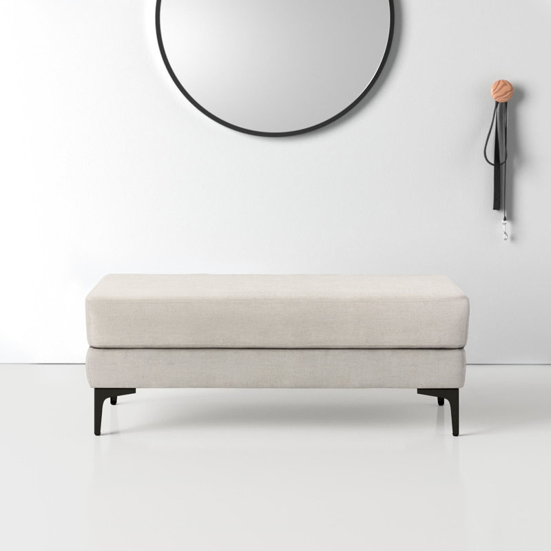 Lennie Faux Leather Upholstered Bench, Light Gray