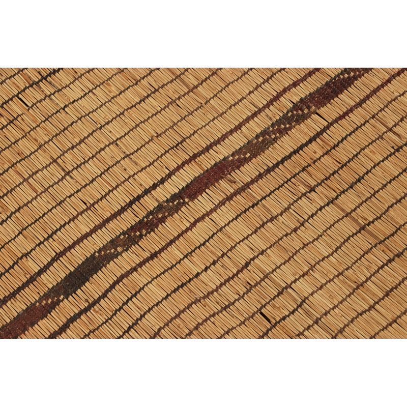 Vintage Tuareg Mat Runner, Stripes In Warm Gold And Brown Tones - Rug & Kilim