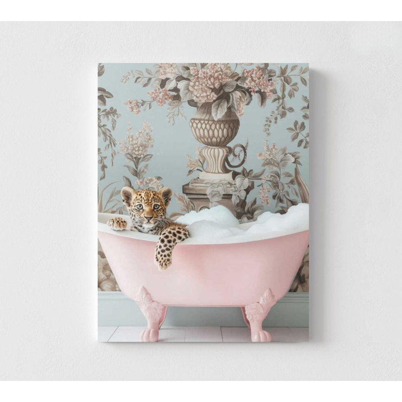 Reproduction d'art léopard: Illustration d'un bain moussant, H 36 po x l 48 po, Impression sans cadre, Ne s’applique pas