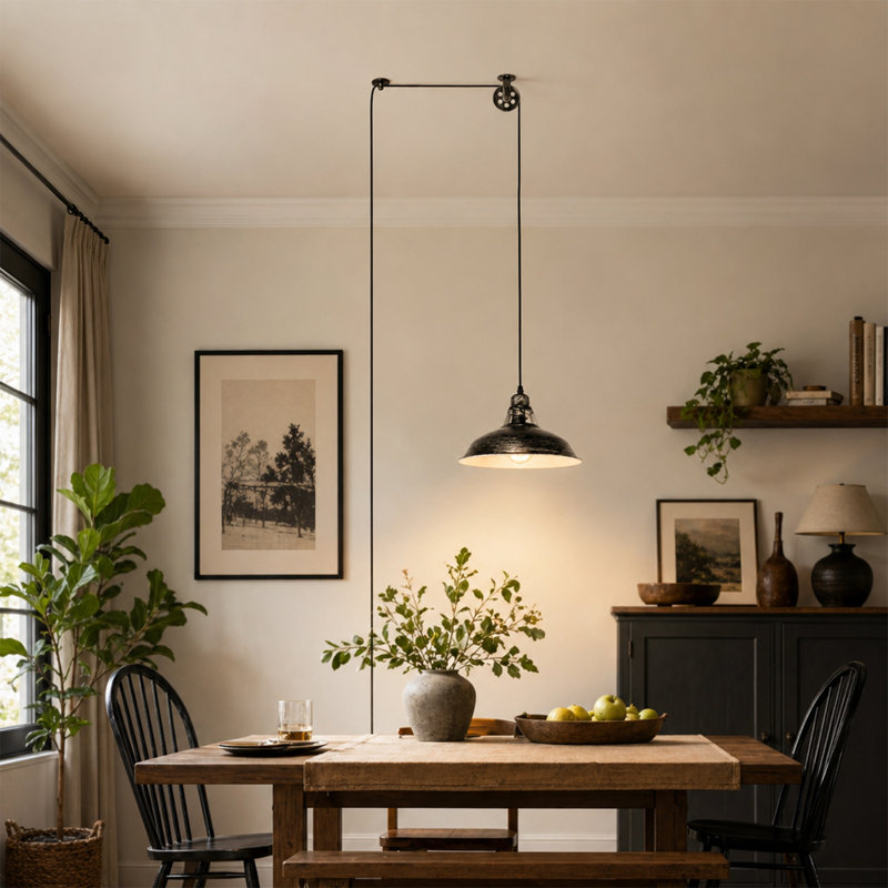 Aparajita 16,4 pi. Luminaire suspendu à 1 lumière avec interrupteur marche / arrêt à cordon Cord 1, Matte Black/Silver