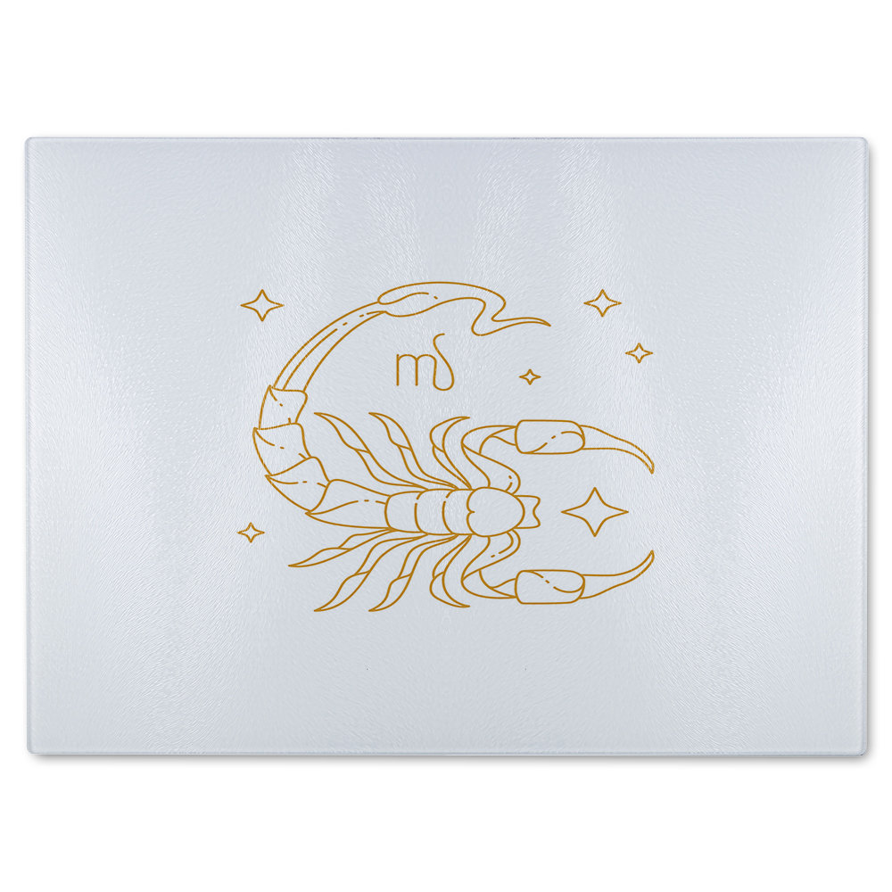 Zodiac Scorpio Horoscope In White Dining Glass Chopping Board