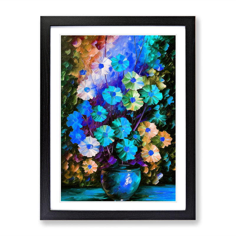 Vase Of Flowers No.5 - Wall Art, 48cm H x 36cm W, Black Framed Paper, White