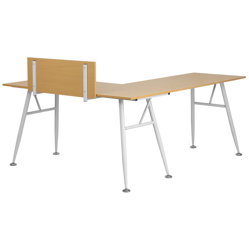 Cornman Laminate L-Shape Computer Desk, Beech / White