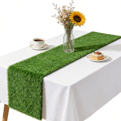 30×180cm Realistic Faux Grass Table Runner Reusable Spring Party Centerpiece